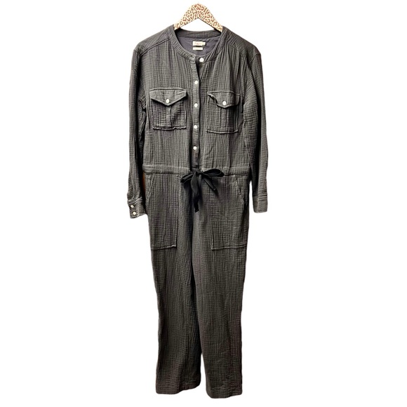 Faherty Dream Gauze Cotton Long Sleeve Jumpsuit Grey Gray Small $178 - Picture 4 of 11